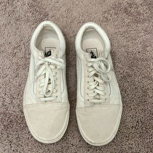 Vans cream colored sneakers. Size 8.5 women's, size 7 men's